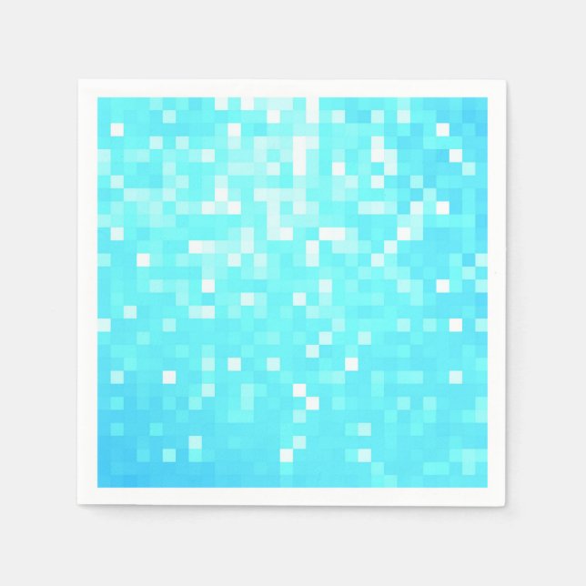 Servilleta De Papel Toallas de papel Turquoise Aqua Pixels (Anverso)