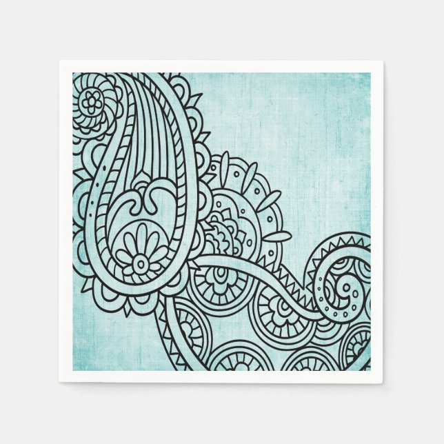 Servilleta De Papel Toallas de papel Turquoise Mehndi Motif (Anverso)
