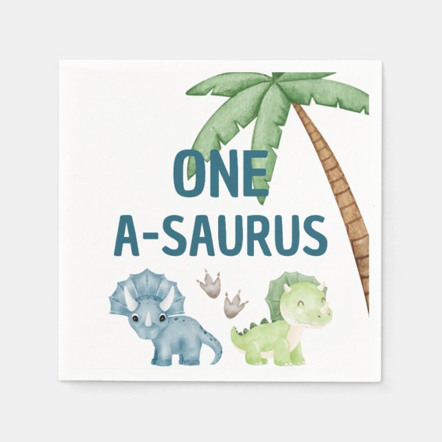 Servilleta De Papel toallas de primer cumpleaños de One-A-Saurus (Anverso)