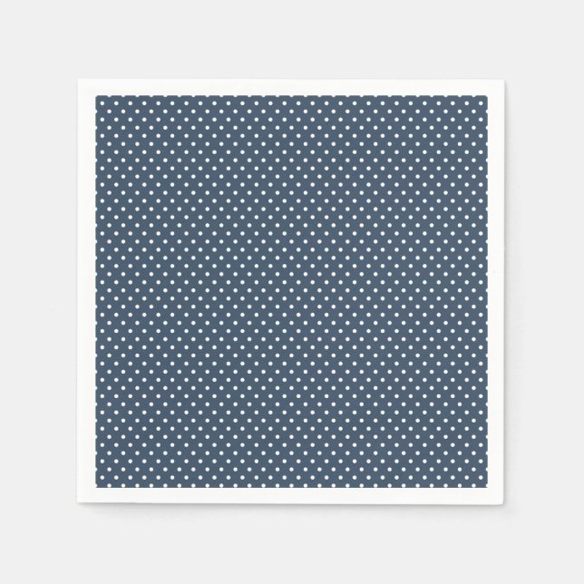 Servilleta De Papel Toallas de punto de polka azul y blanca de la mari (Anverso)