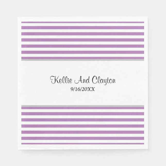 Servilleta De Papel Toallas de rayas moradas/blancas (Anverso)
