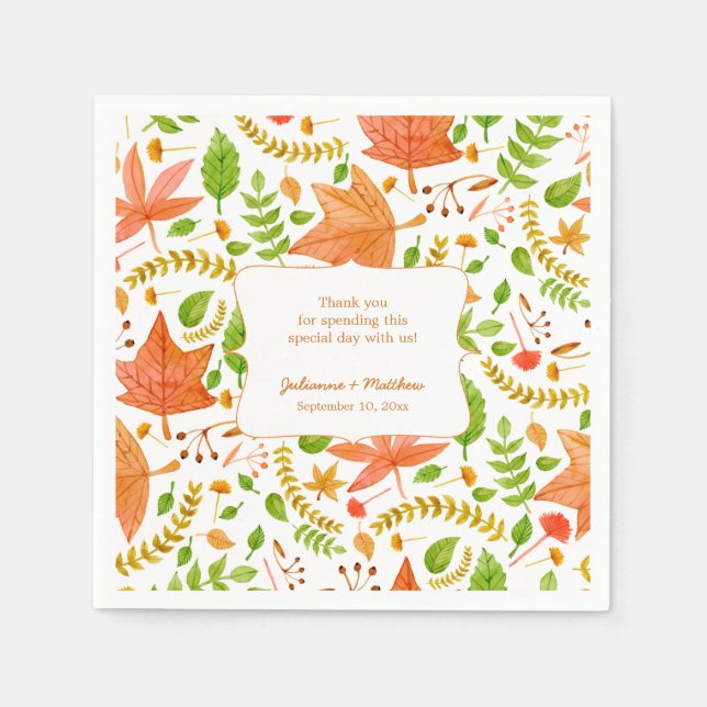 Servilleta De Papel Toallas de recepción de bodas de otoño / mensaje d (Anverso)