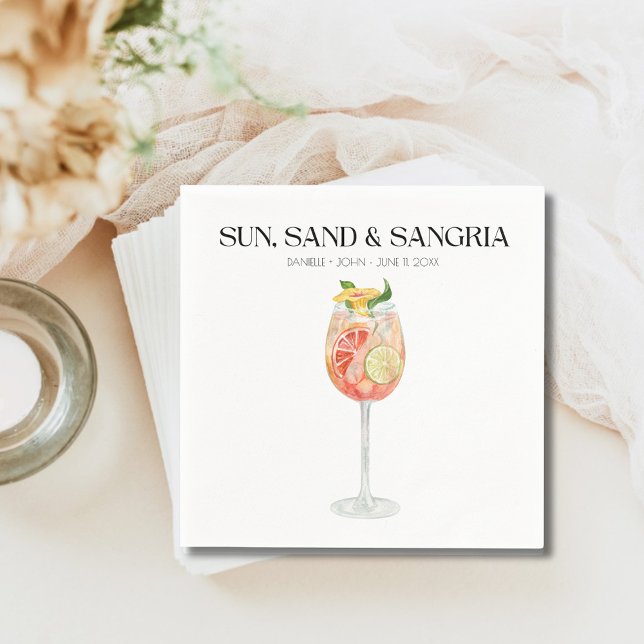 Servilleta De Papel Toallas del bar Tropical Beach Wedding (Custom Signature Cocktail Wedding Napkins)