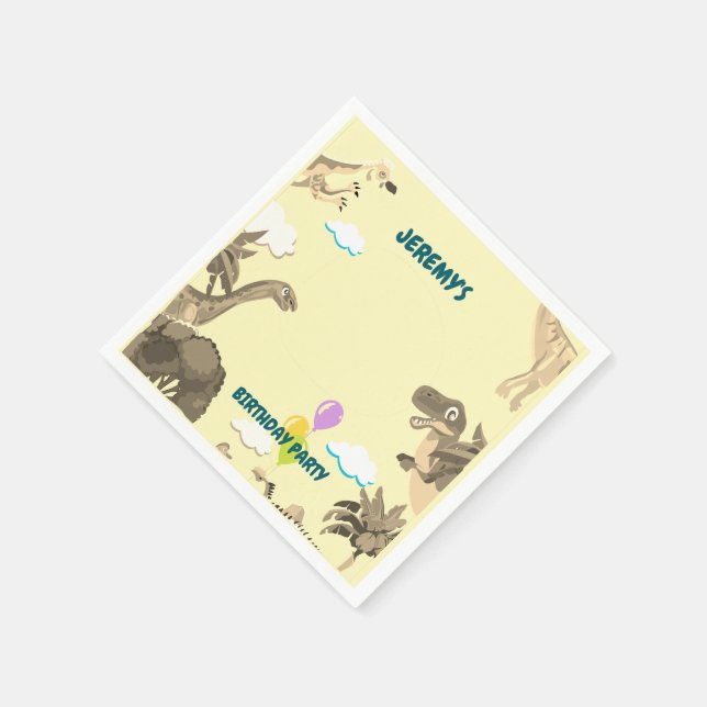 Servilleta De Papel Toallas del partido de cumpleaños Dino - Niños (Borde)