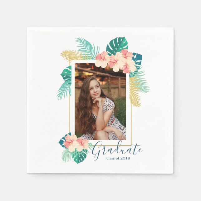 Servilleta De Papel Toallas del Partido de Graduación Hibiscus Gold Ha (Anverso)