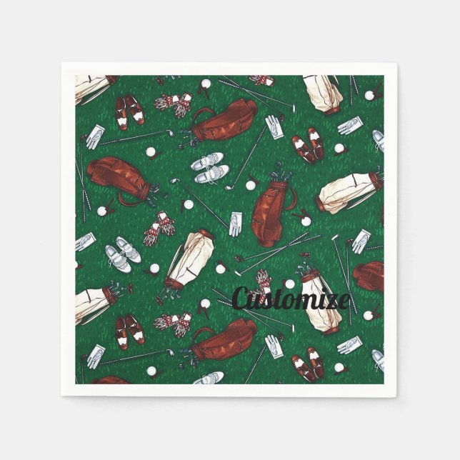 Servilleta De Papel Toallas del patrón de golf verde Tee Time (Anverso)