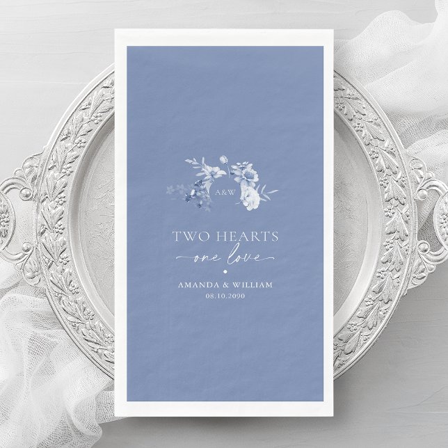 Servilleta De Papel Toallas Dusty Blue Floral para invitados (Subido por el creador)