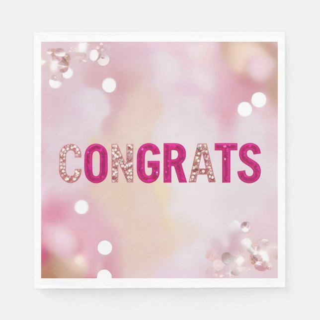 Servilleta De Papel Toallas fiestas "Congrats" de Glam Rosa (Anverso)