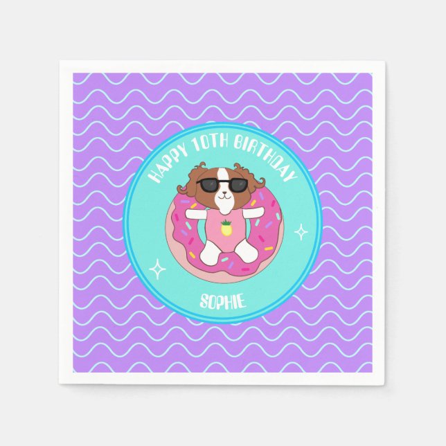 Servilleta De Papel Toallas Fiestas de la piscina de perros personaliz (Anverso)