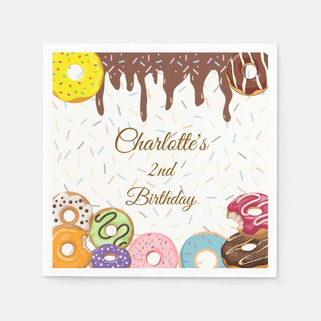 Servilleta De Papel Toallas Fiestas Donut personalizadas (Anverso)