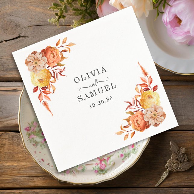 Servilleta De Papel Toallas Fiestas personalizadas para Bodas florales (Subido por el creador)