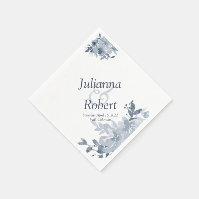 Servilleta De Papel Toallas florales de color azul (Borde)