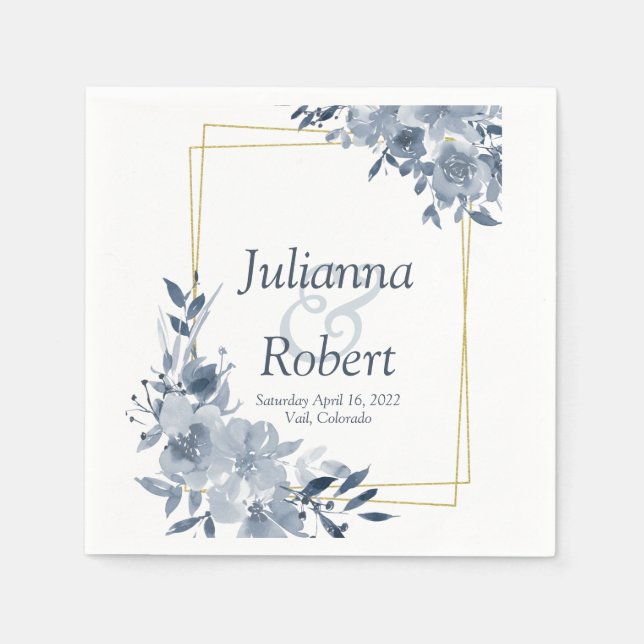 Servilleta De Papel Toallas florales de color azul (Anverso)