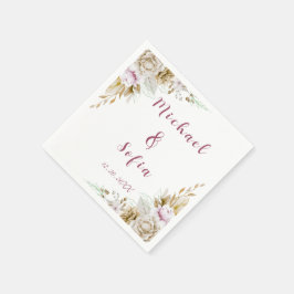 Servilleta De Papel Toallas modernas de Boda blanco y rosado