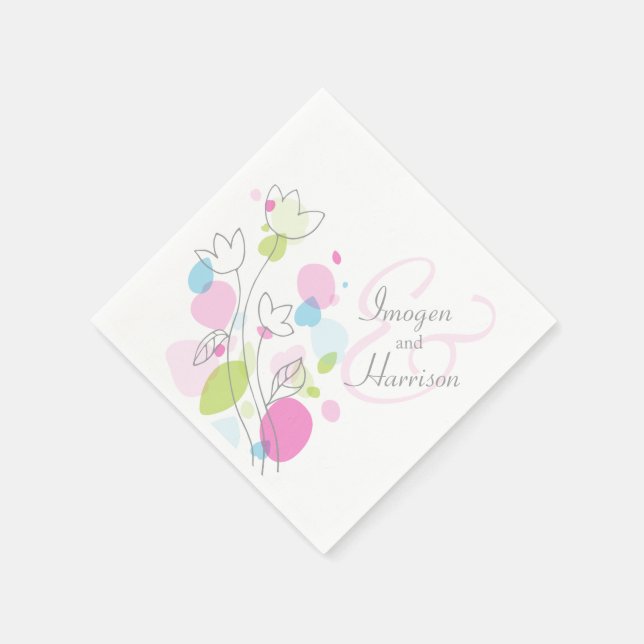 Servilleta De Papel Toallas modernas de boda de flores de confeti (Borde)