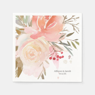 Servilleta De Papel Toallas modernas de Boda floral rosa