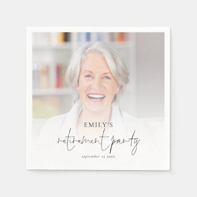 Servilleta De Papel Toallas modernas de Fiesta de retiro de fotografía (Anverso)