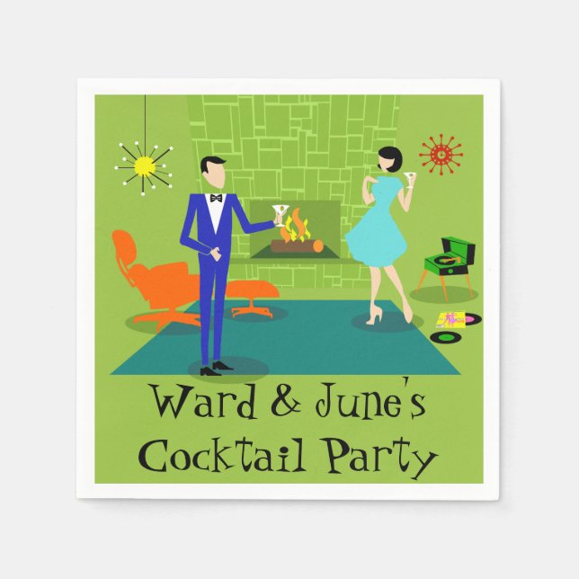 Servilleta De Papel Toallas modernas de papel para parejas de mediados (Anverso)