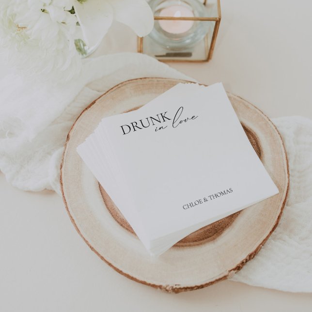 Servilleta De Papel Toallas modernas "ebrias en amor" para bar Boda (Modern "Drunk in Love" Napkins for Wedding Bar)