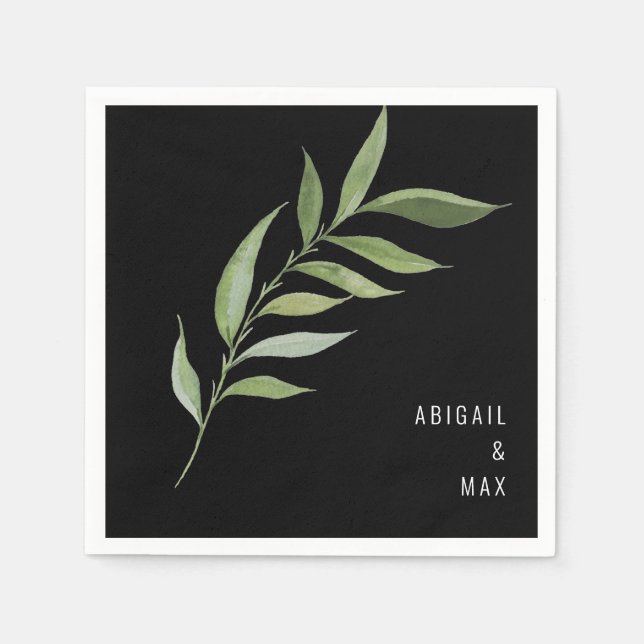 Servilleta De Papel Toallas modernas para Bodas negros Foliage (Anverso)