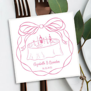 Servilleta De Papel Toallas Monograma de tarta para Boda rosa dibujado