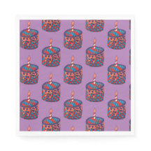 Toallas moradas con pastelitos