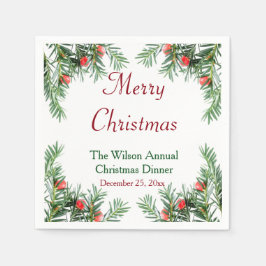 Servilleta De Papel Toallas Navidades de Evergreen y Red Berries