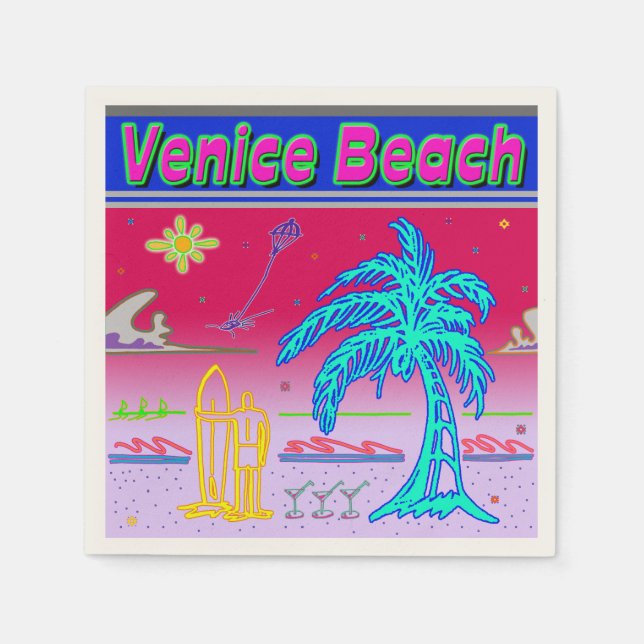Servilleta De Papel Toallas para surfistas "Venice Beach" (Anverso)