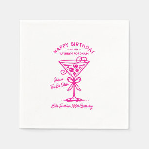 Servilleta De Papel Toallas personalizadas 100 cumpleaños Martini rosa