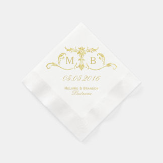 Servilleta De Papel Toallas personalizadas de papel monograma dorado