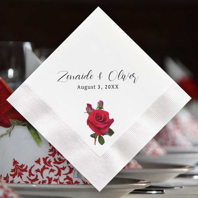 Servilleta De Papel Toallas personalizadas del Boda Roses Rojos (Subido por el creador)