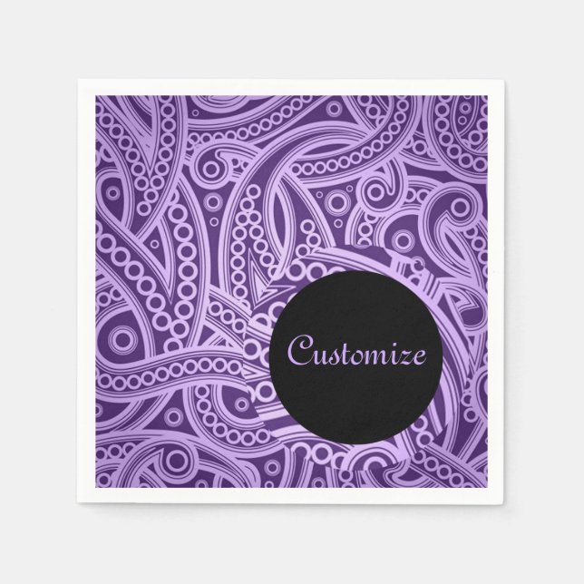Servilleta De Papel Toallas personalizadas Funky Purple Paisley Patter (Anverso)