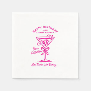 Servilleta De Papel Toallas personalizadas Martini rosada de cumpleaño