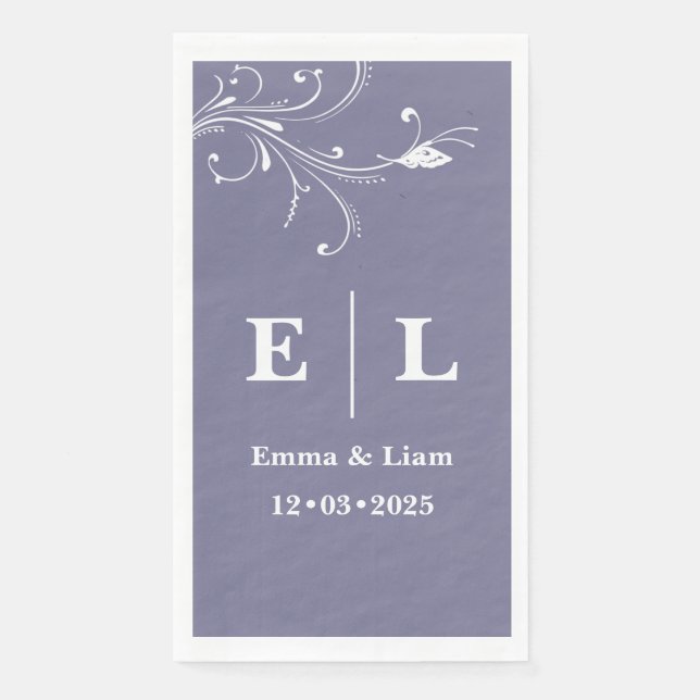 Servilleta De Papel Toallas Personalizadas para Boda Dusty Lavender  (Anverso)