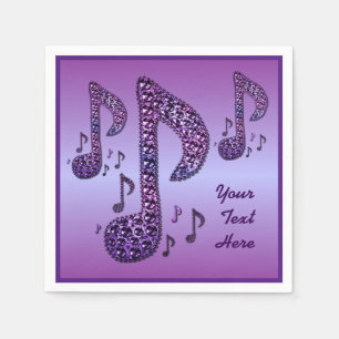 Servilleta De Papel Toallas personalizadas Purple Sparkle Music Notes