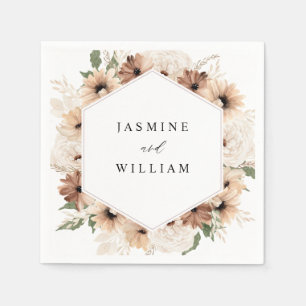 Servilleta De Papel Toallas Rusticas Neutrales Boho Floral Name