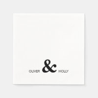 Toallas simples de boda de nombres monocromáticos