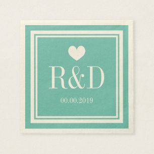 Servilleta De Papel toallas verde azuladas de papel en monograma azul