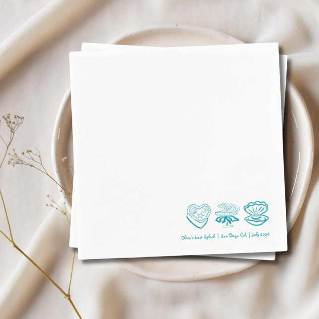 Servilleta De Papel Toallas Verde azuladas de soltera de última salpic (Personalized Last Splash Bachelorette Decor Napkin)