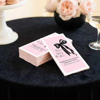 Servilleta De Papel Tocado de fiesta de compromiso rosa con lazo negro