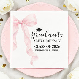 Servilleta De Papel Tocado de graduación elegante con lazo rosa
