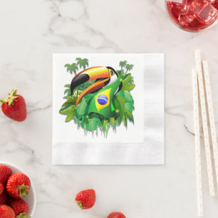 Servilleta De Papel Toco Toucan con la bandera de Brasil
