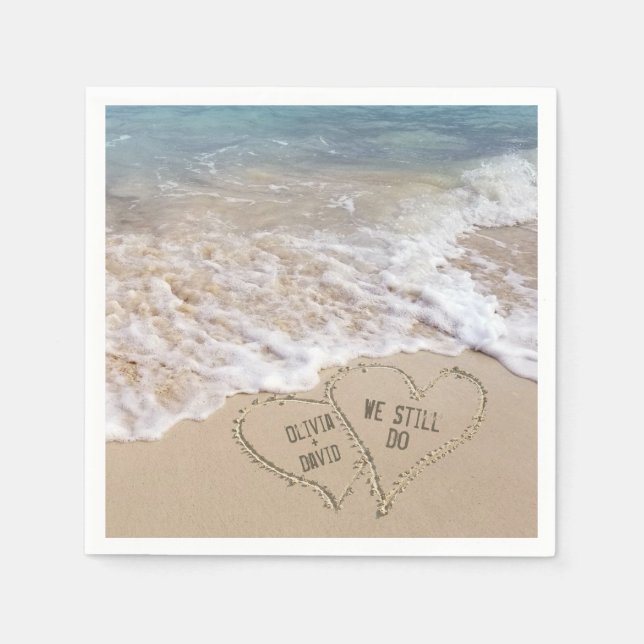 Servilleta De Papel Todavía hacemos corazones de playa con nombres (Anverso)