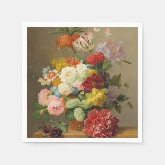 Servilleta De Papel Todavía la vida con Rosas y peones - Bloemers A. (Anverso)