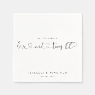 Servilleta De Papel "Todo lo que necesitas es amor y tacos", Boda Napk