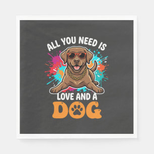 Servilleta De Papel Todo lo que necesitas es amor y un perro gráfico