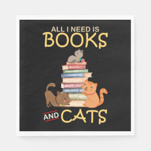 Servilleta De Papel Todo Lo Que Necesito Son Libros Y Gatos