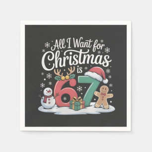 Servilleta De Papel Todo lo que quiero para Navidad es 67 Seis Siete M