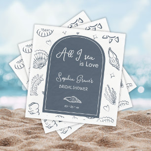 Servilleta De Papel Todo lo que veo es amor Navy Blue Conchas Doodles