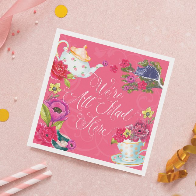 Servilleta De Papel Todos estamos locos aquí ventilado Alicia en el pa (We're All Mad Here Vintage Alice In Wonderland Napkins)